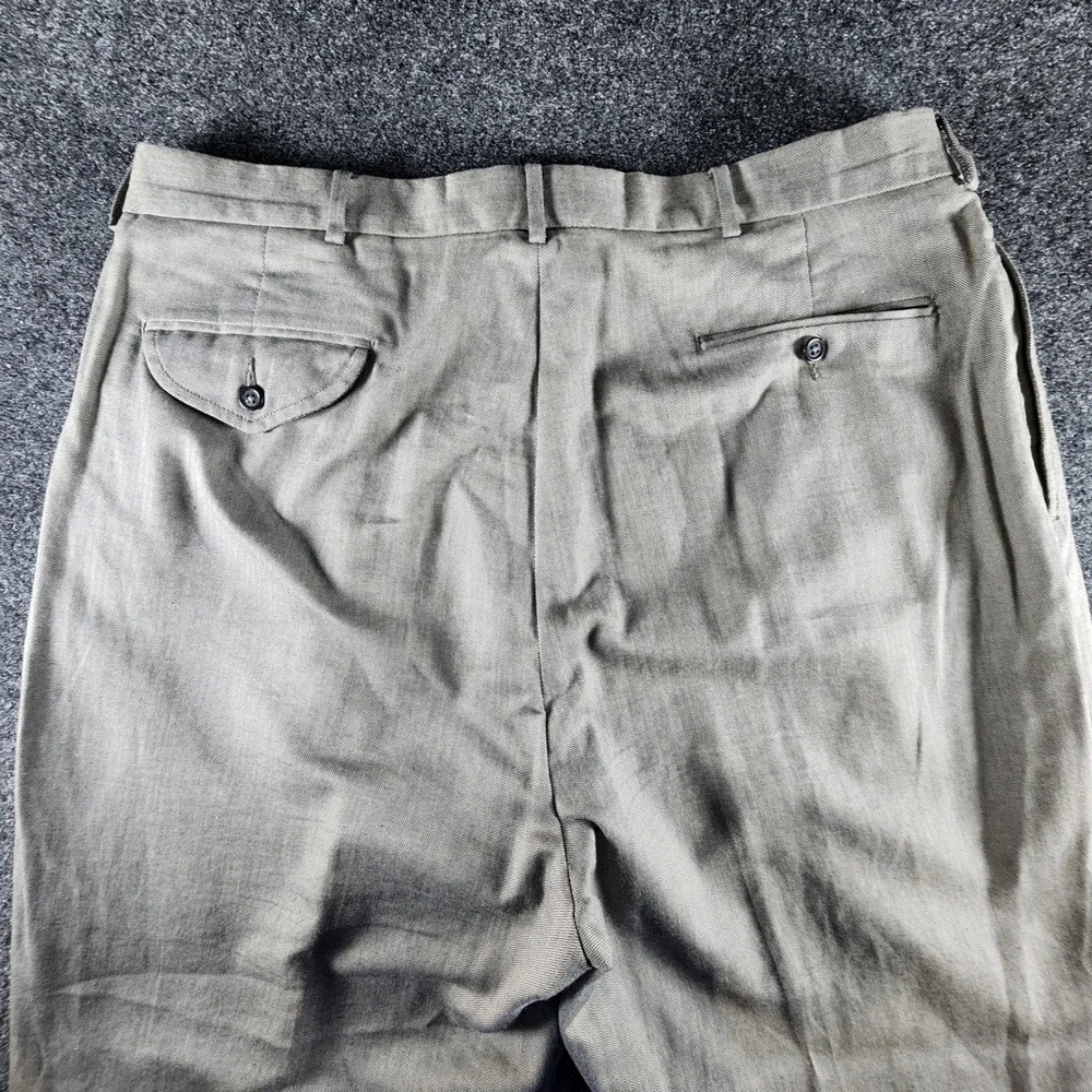 Polo Ralph Lauren Mens 38x32 Gray‎ Herringbone Pleated Cuffed Cotton Dress Pants